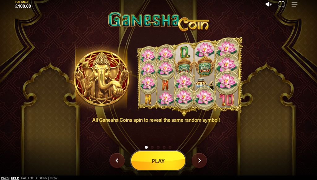 Ganesha Coins reveal the same random symbol on every spin