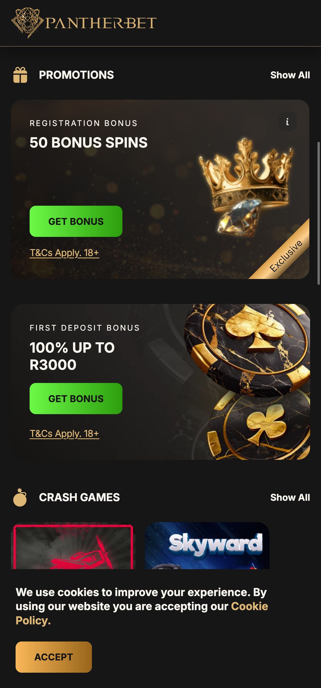 PantherBet promotions page