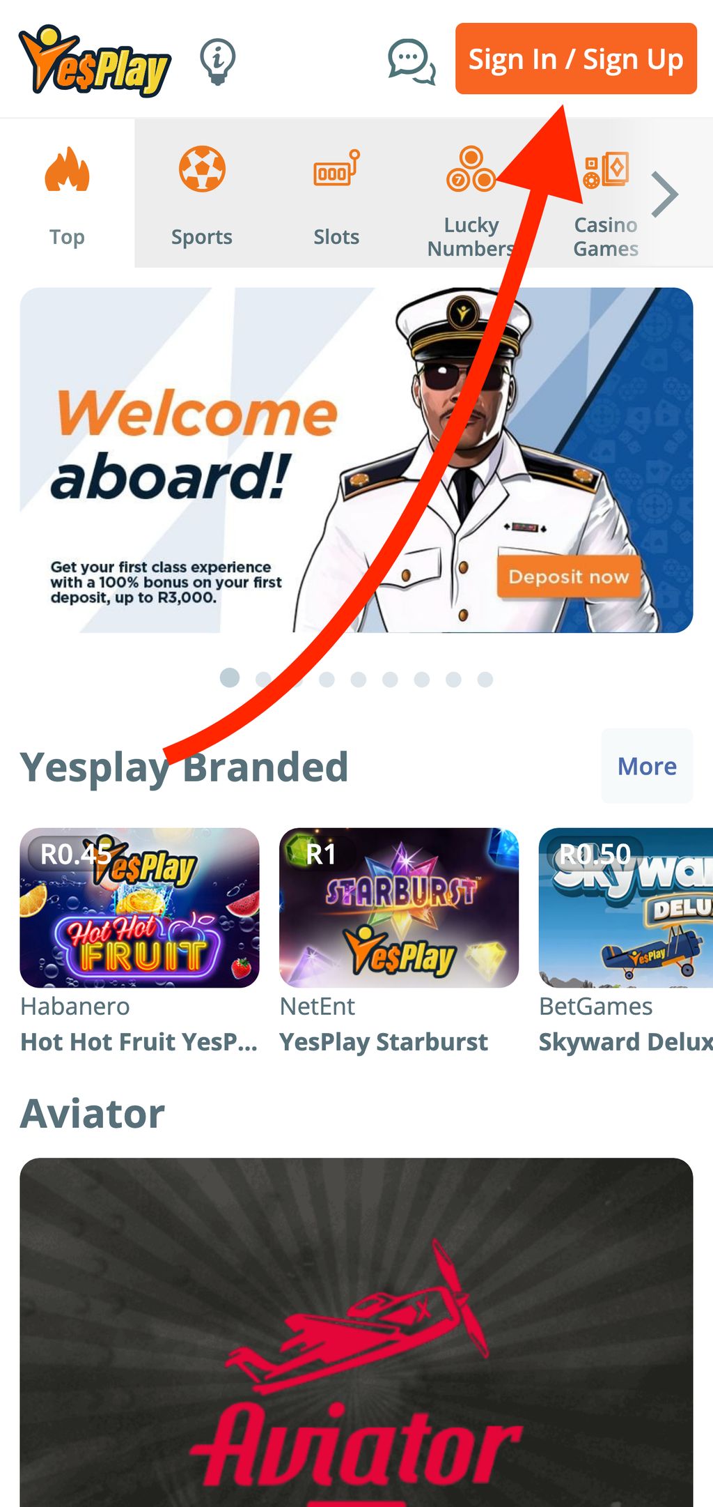 YesPlay login button