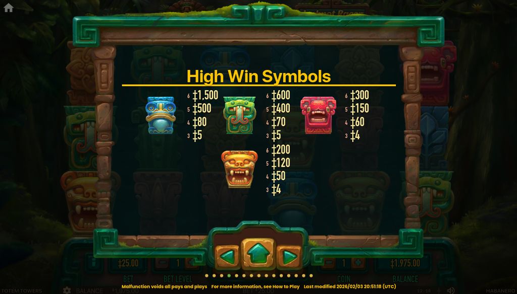 High Win Symbols paytable showing the blue tribal face as the top regular symbol